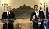 Putin and Tsipras after their talks in Athens. (© picture-alliance/dpa)