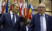 EU Council President Donald Tusk and Commission President Jean-Claude Juncker at the EU summit on 21 March 2019. (© picture-alliance/dpa)