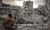 View of the ruins in the city of Ariha in Idlib province, taken on 19 February 2020. (© picture-alliance/dpa)