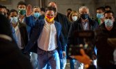 Vox leader Santiago Abascal at an election rally in Barcelona on February 12. (© picture-alliance/Emilio Morenatti)