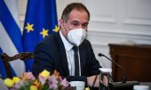 Frontex Director Fabrice Leggeri in Athens on 21 May. (© picture-alliance/Tatiana Bolari)