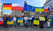 Demonstration on Wenceslas Square in Prague on February 24. (© picture alliance/dpa/CTK/Vit Simanek)