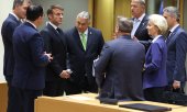 Hungary's Prime Minister Viktor Orbán (4th from left) at the EU summit on Friday. (© picture-alliance/ASSOCIATED PRESS/Geert Vanden Wijngaert)