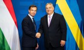 Ulf Kristersson (left) and Viktor Orbán on Friday in Budapest. (© picture-alliance/dpa/Marton Monus)
