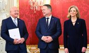 From left: Christian Stocker (ÖVP), Andreas Babler (SPÖ) und Beate Meinl-Reisinger (Neos). (© picture alliance / ROLAND SCHLAGER / APA / picturedesk.com ROLAND SCHLAGER)