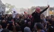 Protests in the Gaza Strip against the war and Hamas on 26 March in Beit Lahiya. (© picture alliance / ASSOCIATED PRESS / Jehad Alshrafi)