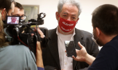 Klubrádió's director András Arató after the court ruling on February 9 in Budapest. (© picture-alliance/Laszlo Balogh)